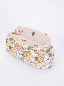 1pc Flower Crocheted Cloud Fold Bag, Spring And Summer Holiday Flower Clutch Bag, Suitable For Daily Leisure And Beach Holiday. - Apricot - View 7