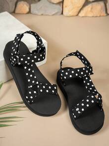 Dép xăng đan đế bằng in họa tiết thời trang nữ, dép xăng đan mùa hè mới, đế dày, hở mũi, thích hợp đi biển, đế mềm mại, thoải mái, thoáng khí, kiểu dáng mũi cá, thích hợp cho thể thao. - Nhiều màu - Xem 5