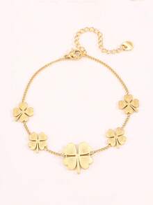 Camhanno 1pc Casual Fashionable Stainless Steel Four-Leaf Flower Bracelet, Suitable For Outfit Matching And Gifting To Friends, Family And Mothers - Style 1 - View 8