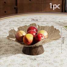 1pc Vintage High-End Fruit Snack Plate; Exquisite High-Foot Dessert Plate Perfect For Snack Plate, Tea Dessert Plate, Living Room Tray, Highly Attractive Fruit Display Plate, Dried Fruit Plate, Dessert Plate And Reception Desk Snack Display Storage Plate, Suitable For Back To School Season Events And Christmas Events, Halloween Events - View 7