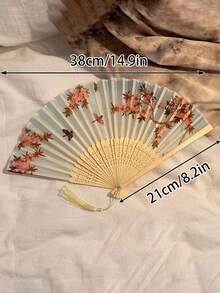 2件/套/1件復古折扇，流蘇手持竹扇，海棠扇，竹扇，彩繪扇，可折疊手扇，婚禮手扇，派對手扇，裝飾扇，優雅休閒風，生日禮物，婚禮裝飾，開學禮物 - 復古 - 查看 2