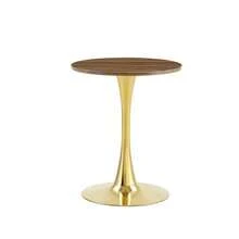 Round Side Table 60cm / Small Dining Table In MDF: Top Made With High Quality Thermoforming Technology, White Grain Appearance, Gold Support Leg – Perfect For European Living Spaces. - Khaki - View 7