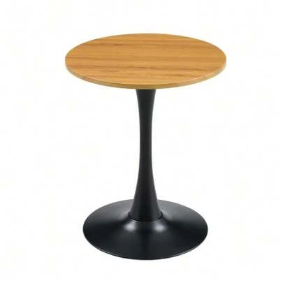 Round Side Table 60cm / Small Dining Table In MDF: Top Made With High Quality Thermoforming Technology, Black Marble Look, Black Support Leg – Perfect For European Living Spaces.