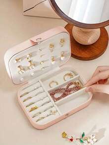 PU Leather Jewelry Storage Box, Snap Closure Jewelry Box For Rings, Pendants, Earrings, Necklaces, Bracelets, Multi-Function Jewelry Earring Ring Holder - Multicolor - View 6