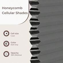Cordl Blackout Cellular Shades Honeycomb Blinds For Windows Thermal Insulated And Noise Dampening Room Darkening Window Coverings For Bedroom And Nursery Gray 34" W X 64" H - 34W X 64H - View 6