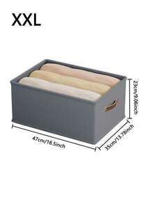 1/2个灰色布艺可折叠抽屉收纳盒，牛津布衣物整理箱，家用衣柜牛仔裤毛衣收纳盒（无隔板） - 灰色 - 查看 7