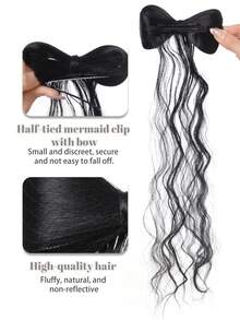 Bow-Tie High Ponytail, Feather Braid, Hair Clip, Bun, Bow-Tie Braid, Synthetic Wig Ponytail - Multicolor - View 2