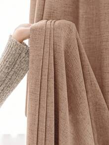 1件复古米色加厚亚麻薄纱窗帘，奢华薄纱窗帘，舒适半遮光窗帘 - 日式亚麻风格，杆袋式半遮光窗帘，适用于客厅和卧室，降噪防紫外线，家居装饰遮光窗帘（190克面料重量） - 彩色 - 查看 1