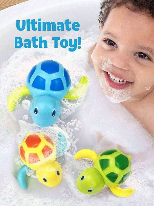 3pcs Funny Swimming Turtle Bath Toys – Perfect Gift For Toddlers Aged 2-6, Great Thanksgiving Present! Children's Bath Toys: Wind-Up Swimming Turtles, Suitable For Boys And Girls, Ideal For Baby Bath, Pool Water Play, Stress Relief, Sensory Toys, Newborn Games, Shower Tub Toys, Birthday Gifts, Kids Toys, Indoor/Outdoor Beach Water Play Essentials, Cute Mini Toys, Christmas Gifts