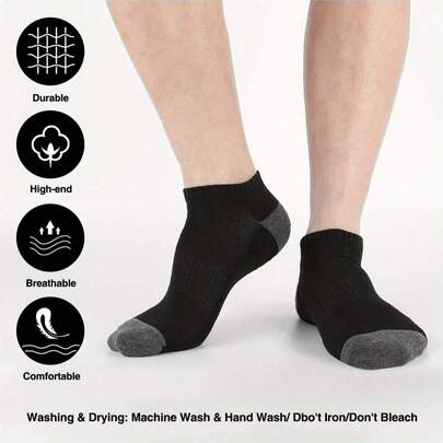 6 Pairs Sports Non-Slip Ankle Socks & Crew Socks, Comfortable Fit Boat Socks, Non-Slip Design, Unisex Casual Short Socks