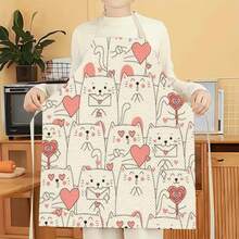 1 chiếc tạp dề hình trái tim họa tiết mèo, tạp dề in hình thời trang ngộ nghĩnh, tạp dề nhà bếp dùng khi nấu nướng, dọn dẹp, tạp dề gia đình sáng tạo. - Nhiều màu - Xem 17