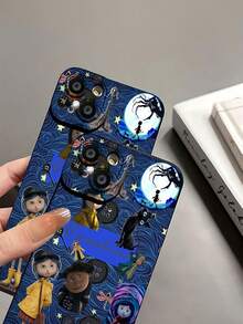 Tema de botones amarillos azul oscuro Coralinefunda de teléfono Fundas compatibles con ,Apple,VIVO,OPPO,,, y Honor.Fabricadas en silicona TPU,ofrecen protección contra golpes y caídas. - Negro - Ver 8