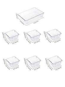 Transparent Drawer Storage Box, Cosmetics, Desktop Organizer, Drawer Divider Storage Box, For Cosmetics, Office Supplies, Kitchen Supplies, Multi-Size Free Combination, Durable, Holiday Gift - Multicolor - View 8
