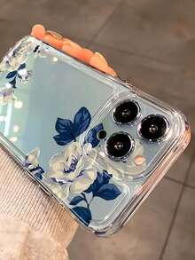 1pc New Creative Minimalist Floral Pattern Phone Case Suitable Compatible With Iphone 16 Pro Max, 11/12/13/14 Plus, XR/7/8 Plus/15 Pro Max - Clear - View 2