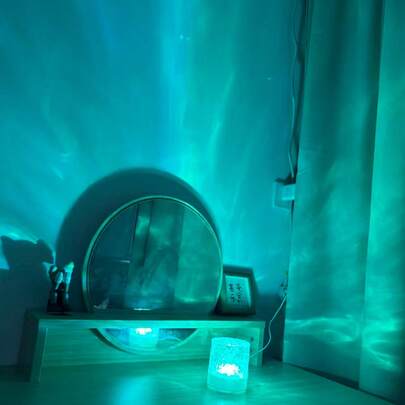 1个LED投影灯，带水波效果，触摸/遥控，USB供电，16种颜色变化模式，便携式夜灯，适用于卧室、客厅和办公室装饰，情人节和节日礼物