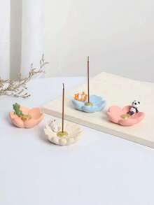 1pc Floral & Animal Shaped Cute Incense Burner, Zen Desktop Tea Pet Decor - Flower Style - View 1