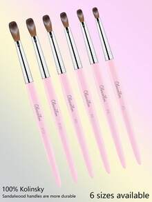 Olasalon 100%纯貂毛亚克力美甲刷，檀香粉色木柄，适用于亚克力指甲油和亚克力粉，专业美甲刷 - 淺粉色 - 查看 5