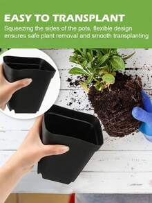 10/20/50个装方形植物播种种植杯塑料深盆苗圃树盆花卉植物容器盆栽花园种植 - 多色 - 查看 8