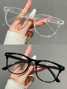 1 Pair Fashion Casual Versatile Full-Frame Square Clear Lens Glasses - Multicolor - View 13