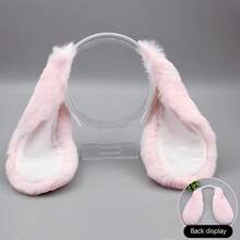 Cute Bunny Ears Headband Plush Rabbit Hair Hoop Headwear Cosplay Costume Hair Accessories For Adults Party - Hồng - Xem 3