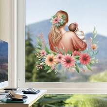1pc Mother & Child Theme Wall Decal With Floral And Butterfly Patterns, Happy Mother's Day Wall Sticker, DIY Removable Self-Adhesive Decorative Decal, Easy To Install, Suitable For Living Room, Bedroom, Study, Office And More Scenes - Mother's Day - View 9