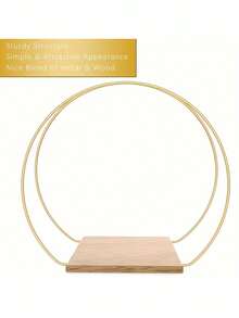 Set Of 1 Metal Floral Hoops For Table Centerpieces, Featuring A Golden Hoop With A Stand, Ideal For Creating Wedding Crafts, Parties, And Home Table Decor - View 3