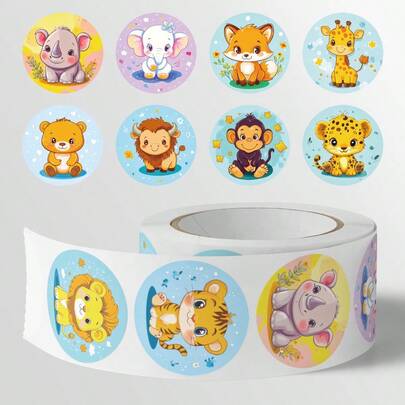 JOERBABU the little kangaroo Bobbie 500pcs/Roll Cute Animal World Pattern, Ideal Small Gift. Easter. DIY Stickers. Happy Mother's Day, Suitable For Gift Decoration, Cup Decoration, Dessert Decoration, School Rewards, Stationery Decoration, Holiday Gifts And Other Favorite Product Decoration Stickers