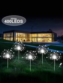 Bộ 4 đèn LED năng lượng mặt trời hình pháo hoa 240/320W, đèn trang trí năng lượng mặt trời thông minh cảm biến ánh sáng, chống nước IP44, 8 chế độ chiếu sáng pháo hoa, thích hợp cho đường phố thương mại, vỉa hè, sân vườn, tiệc tùng, đám cưới và các trang trí ngày lễ khác cũng như trang trí phông nền chụp ảnh/lối đi (Trắng/Nhiều màu/Ấm) - Nhiều màu - Xem 24
