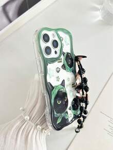 奶油色波浪边亮面猫咪彩绘防摔手机壳，配串珠手链配件，兼容 17 Pro/17 Air/17/17 Pro Max/16/11/16 Pro/16 Plus/16 Pro Max/16 e/15 Pro Max/13/14/12/XS/XR/7G/8P，Galaxy A17/A07/S26/S26 Plus/S26 Ultra/S25/S25 Plus/S25 Ultra/A16/A36，11/12 Pro/12/12 X/13 Pro/14 Pro/15 Pro，10/9/Note9/12c/Note11 Pro/Note8 Pro，国际版，非国内版 - 彩色 - 查看 4