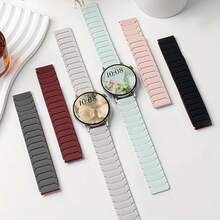 磁吸式表带，硅胶表带，18mm/20mm/22mm 智能手表表带，快拆腕带，可调节磁扣，男女通用，兼容 Galaxy Gear S2/S3/GT2/Fenix 5S Plus - 星光配橙 - 查看 8