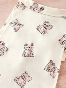 Bear Pattern Cute Bow Tie Spring And Autumn Pet Puppy Kitten Clothes Shirt One Piece - Beige - View 6