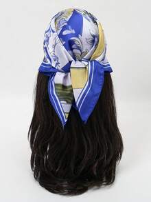 1pc New Arrival Bandana With Fashionable Fresh Geometric Print Pattern, Neckerchief Headscarf - Multicolor - View 3