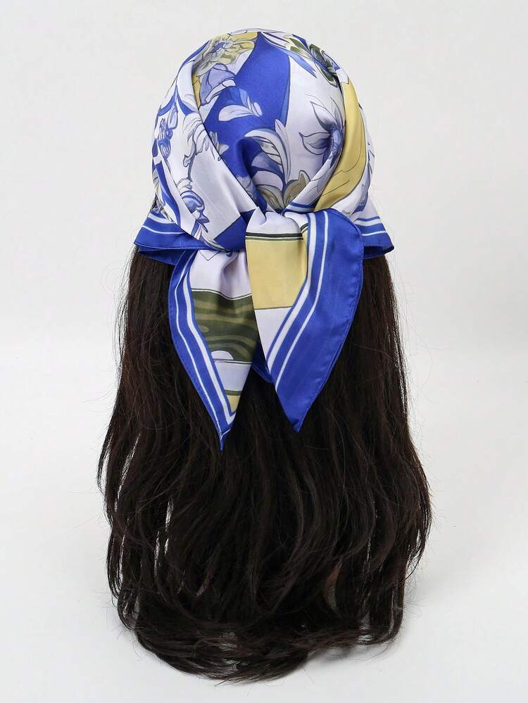 1pc New Arrival Bandana With Fashionable Fresh Geometric Print Pattern, Neckerchief Headscarf - Multicolor - View 3