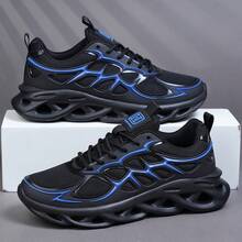 男士低帮运动鞋、休闲跑鞋、慢跑鞋、男士健步鞋、时尚渐变红色鞋履、网球鞋、街头服饰 - 黑色 - 查看 3