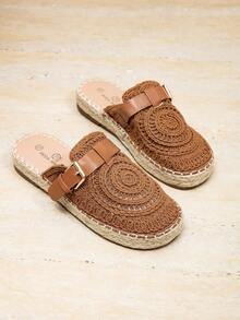 女士搭扣设计休闲百搭平底鞋，适合海滩度假、旅行、日常穿着、办公通勤。 - 駝色 - 查看 3