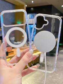 1pc Transparent Magnetic Phone Case, Supports Wireless Charging, Compatible With IPhone 17 Pro Max, 17 Pro, 17, 16 Pro Max, 16 Pro, 16, 15 Pro Max, 15 Pro, 15, 14 Pro Max, 14 Pro, 14, 13 Pro Max, 13 Pro, 13, 12, 11 Pro And Pro Max, Scratch-Resistant Protective Case - Transparent - View 3
