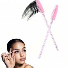 200/100/50/10支装睫毛刷、睫毛膏刷（带收纳盒）、一次性柔性眉刷、睫毛嫁接刷、眉刷、蓖麻油刷（水晶粉） - 粉色 - 查看 5