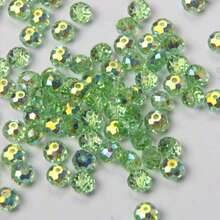 100pcs 8mm High Quality Glass Crystal Beads, Flat Round Loose Beads, Suitable For DIY Bracelet And Necklace Jewelry Making - Green - View 1