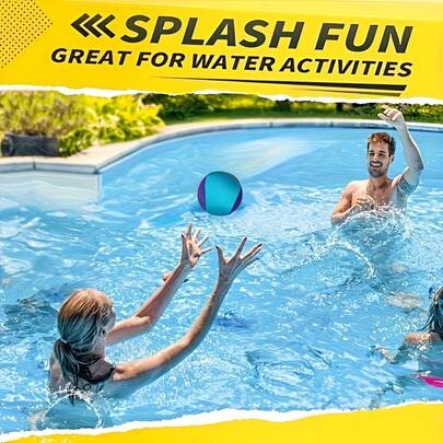活力沙滩风圆润饱满造型，触感细腻无毛刺，柔软且弹性极佳，不易变形，主要用于水下跳跃和水上互动游戏。它能提升户外泳池的乐趣，非常适合泳池游戏、海滩度假和各种趣味泳池场景。