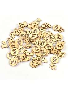 50 miếng gỗ nhỏ hình gấu/bàn chân tự nhiên, kích thước khoảng 2.5cm, chất liệu gỗ hỗn hợp, dùng để trang trí nhà cửa theo phong cách DIY. - Hỗn hợp đa dạng - Xem 2