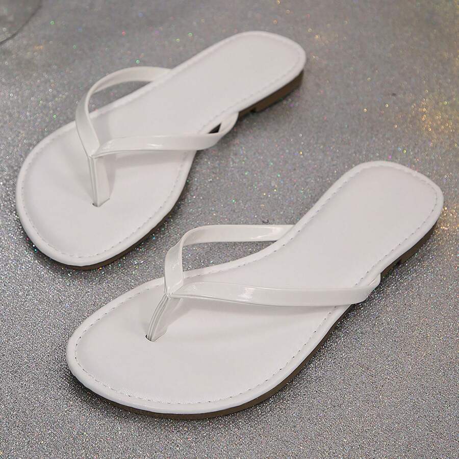 Womens Flip Flops Thong Sandals Shoes Flats For Ladies Slides Lightweight Slippers Summer Casual Beach Dressy Sandals - 白色 - 查看 1