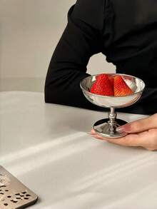 1 chiếc ly cao chân bằng thép không gỉ 304, thích hợp đựng tráng miệng, bánh pudding, kem, thạch, salad trái cây, sữa chua, dùng trong các lễ hội, quán cà phê, nhà hàng cao cấp, gia đình và các dịp thương mại khác. - Bạc - Xem 3