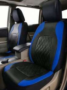 Full Set PU Leather Car Seat Covers, Single-Line Diamond Quilted PU Leather Upholstery, Suitable For Airbags, Breathable And Durable, Water-Resistant, Prevent Car Seat From Stains, Dust And Liquid Splash - Seat Covers - View 4