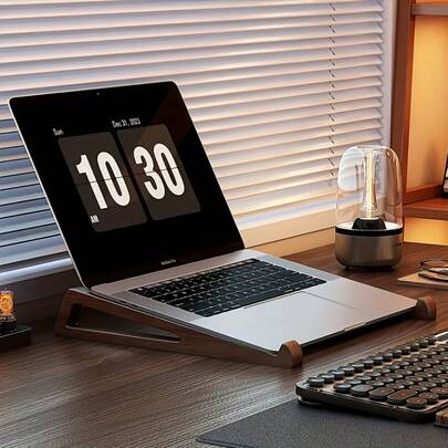 Bộ giá đỡ laptop bằng tre tiện dụng - Giá đỡ để bàn di động có thể điều chỉnh độ cao, đế rộng, hỗ trợ ổn định, tương thích với sách/máy tính bảng/laptop, giá đỡ bàn làm việc bằng tre cho văn phòng, đầu giường và du lịch, cấu trúc chữ A bền chắc.