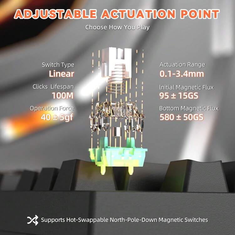ATTACK SHARK R82 HE 快速触发有线机械游戏键盘 TKL 全键无冲，8K 轮询率，0.005mm RT 精度，256K 扫描速率，5 层隔音，霍尔效应磁性开关，驱动 - 查看 6