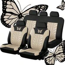 9pcs/4pcs Universal Butterfly Pattern Embroidered Car Seat Covers - Made Of Polyester Fabric, Suitable For All Seasons, Airbag Compatible, Washable By Hand (4pcs Set Includes 2 Seats, 9pcs Set Includes 5 Seats) - ZYT5 - View 17