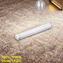 1 pièce Barre lumineuse à détecteur de mouvement LED, détection à 120°, blanc froid/blanc chaud, adsorption magnétique sans perçage, chargement Type-C 300 mAh, lumière pour armoire, couloir, 10/20/30/50 cm - Bande lumineuse à détecteur de mouvement - Voir 18