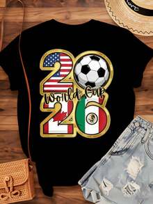 2026 World Cup Usa Canada Mexico Soccer Football Jersey Shirt For Men Women Unisex Fan Gift Apparel Sport Wear Summer Outfit,220g - 黑色 - 查看 3