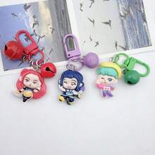 女巫猎人少女组合动漫钥匙扣吊坠项链，K-POP 女团酷炫可爱卡通钥匙扣挂件 - 查看 4