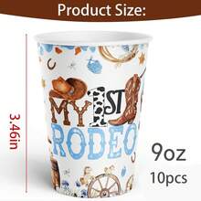 10/20/40個 9盎司 My First Rodeo 紙杯，西部牛仔主題 1 歲生日派對裝飾，My First Rodeo 主題生日嬰兒洗禮派對用品裝飾 - 查看 3